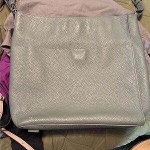 All Saints Black Leather Tote with Textured Exterior